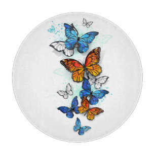 Flying Butterflies Morpho and Monarch Cutting Board