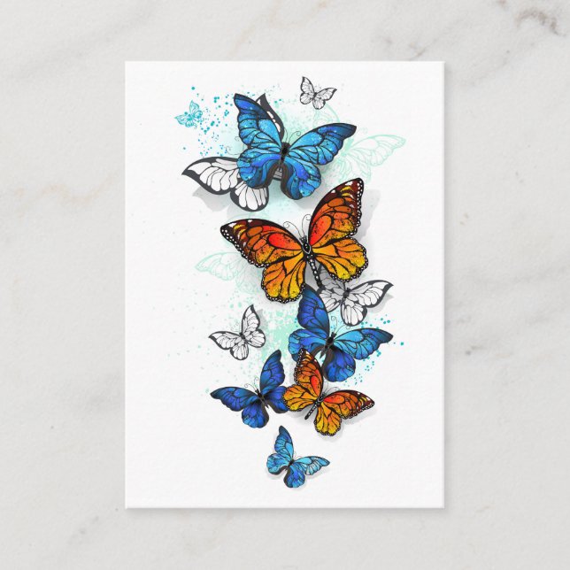 Flying Butterflies Morpho and Monarch Discount Card (Front)