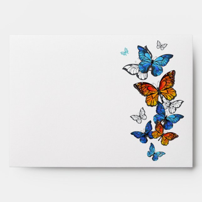 Flying Butterflies Morpho and Monarch Envelope (Front)