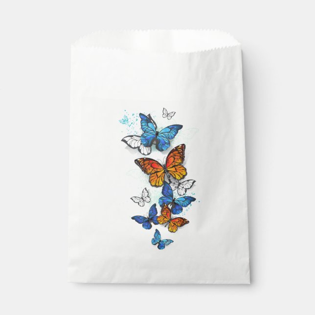 Flying Butterflies Morpho and Monarch Favour Bag (Front)