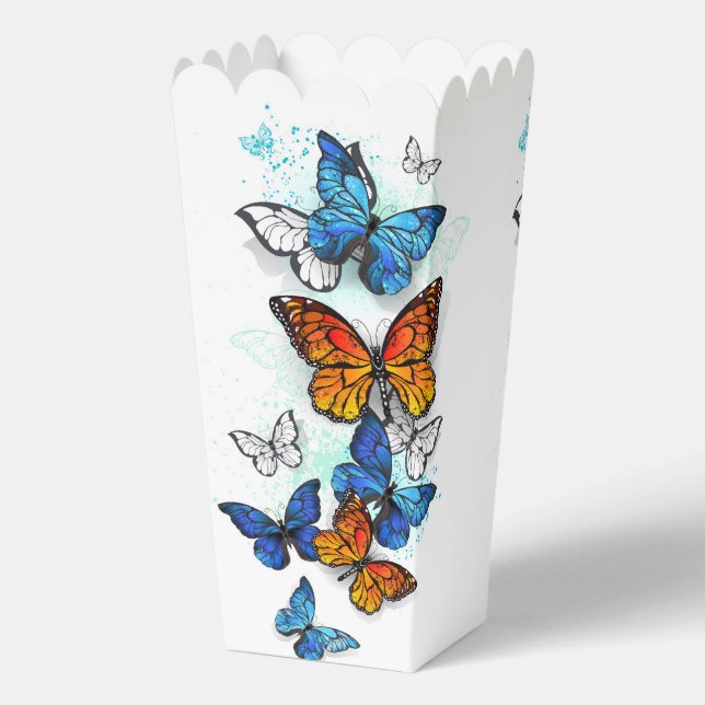 Flying Butterflies Morpho and Monarch Favour Box (Back)