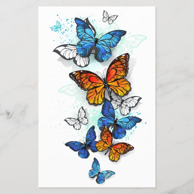 Flying Butterflies Morpho and Monarch Flyer (Front)