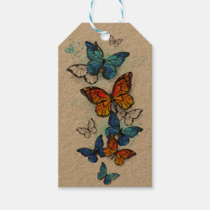 Flying Butterflies Morpho and Monarch Gift Tags