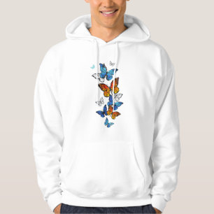 Flying Butterflies Morpho and Monarch Hoodie