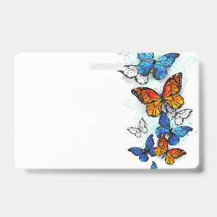 Flying Butterflies Morpho and Monarch ID Badge
