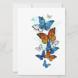 Flying Butterflies Morpho and Monarch Invitation