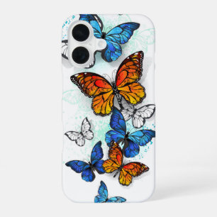 Flying Butterflies Morpho and Monarch iPhone 16 Case