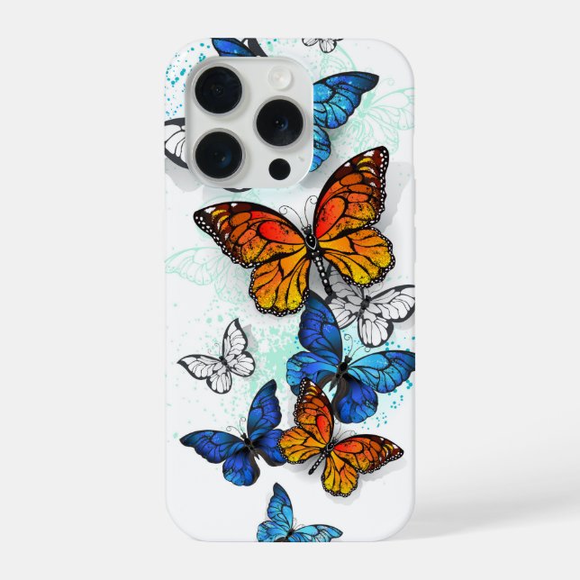 Flying Butterflies Morpho and Monarch iPhone Case (Back)