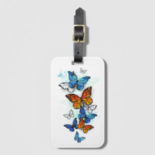 Flying Butterflies Morpho and Monarch Luggage Tag