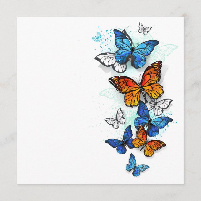 Flying Butterflies Morpho and Monarch Menu (Front)