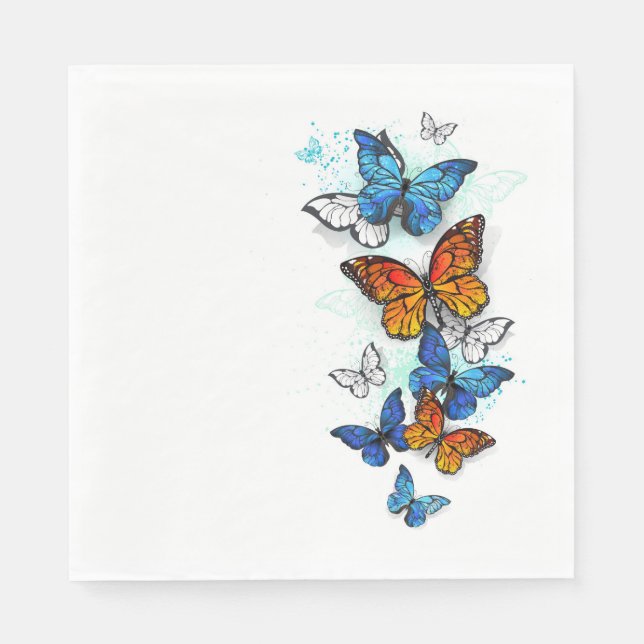 Flying Butterflies Morpho and Monarch Napkin (Front)