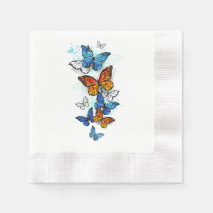 Flying Butterflies Morpho and Monarch Napkin