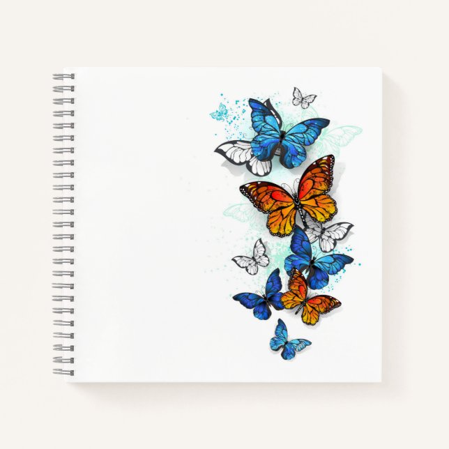 Flying Butterflies Morpho and Monarch Notebook (Front)