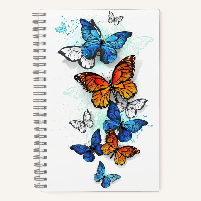 Flying Butterflies Morpho and Monarch Notebook (Front)