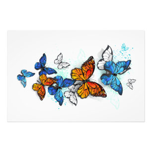 Flying Butterflies Morpho and Monarch Photo Print