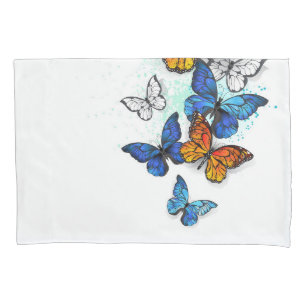 Flying Butterflies Morpho and Monarch Pillowcase