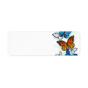 Flying Butterflies Morpho and Monarch Return Address Label
