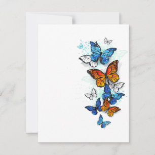 Flying Butterflies Morpho and Monarch Save The Date