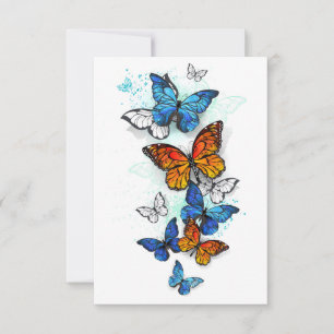 Flying Butterflies Morpho and Monarch Save The Date