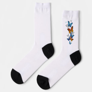 Flying Butterflies Morpho and Monarch Socks
