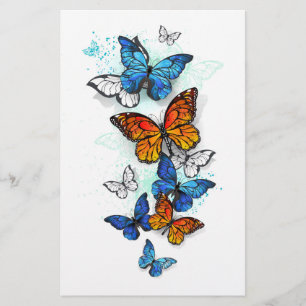 Flying Butterflies Morpho and Monarch Stationery