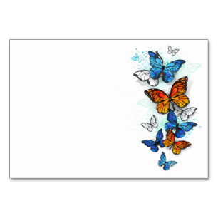 Flying Butterflies Morpho and Monarch Table Number