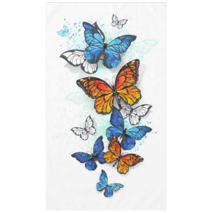Flying Butterflies Morpho and Monarch Tablecloth