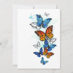 Flying Butterflies Morpho and Monarch Thank You Card