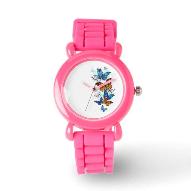 Flying Butterflies Morpho and Monarch Watch (Front)