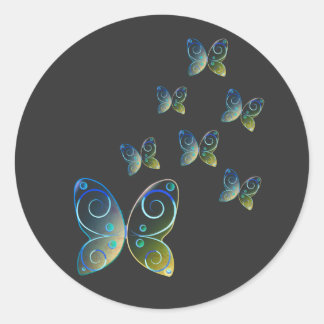 flying butterflies nature hoodie classic round sticker