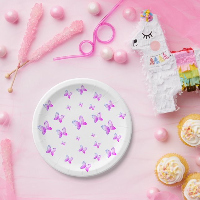 flying butterflies nature paper cups plate (Party)