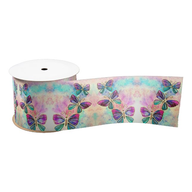 Flying Butterflies Ribbon Satin Ribbon (Spool)