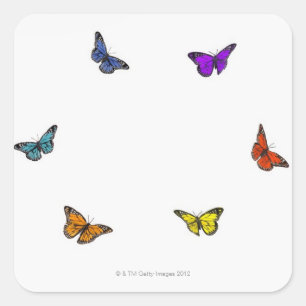 Flying butterflies square sticker