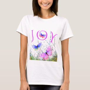 Flying Butterflies T-Shirt Joy Text