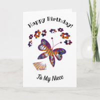 Flying Butterfly Flowers Card