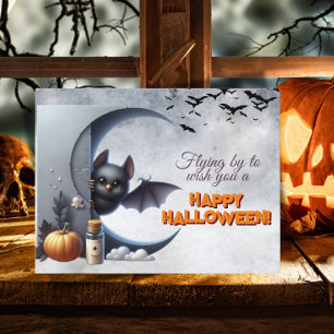 Flying By To Wish You A Happy Halloween Holiday Postcard