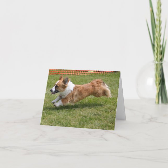 Flying Cardigan Welsh Corgi Card (Front)