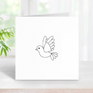 Flying Cartoon Dove Bird 2 Rubber Stamp