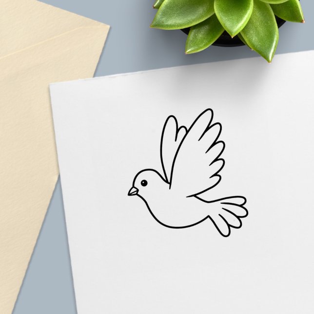Flying Cartoon Dove Bird Color Me Self-inking Stamp (Creator Uploaded)