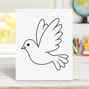 Flying Cartoon Dove Bird Colouring Page Poster