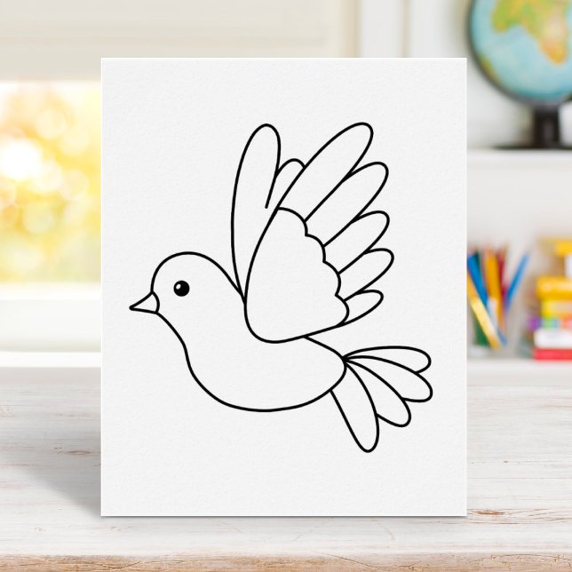 Flying Cartoon Dove Bird Colouring Page Poster (Creator Uploaded)