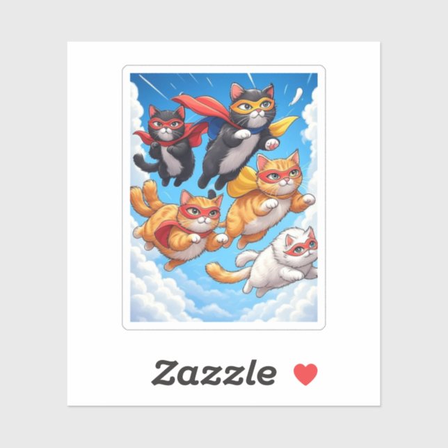 Flying Cat Squad – Superhero Cats Vinyl Sticker (Sheet)