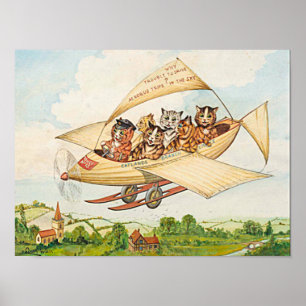 Flying Cats by Louis Wain Poster