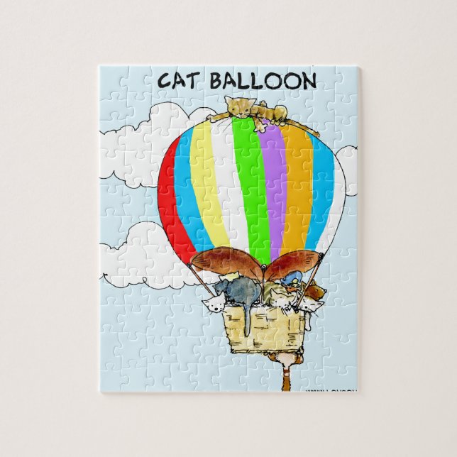 Flying Cats Funny Cartoon Jigsaw Puzzle (Vertical)