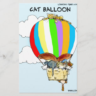 Flying Cats Funny Cartoon Stationery