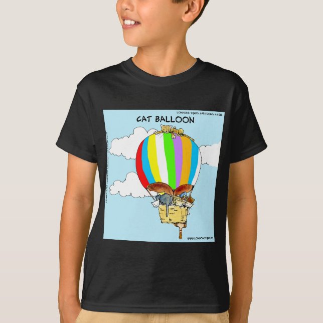 Flying Cats Funny Cartoon T-Shirt (Front)