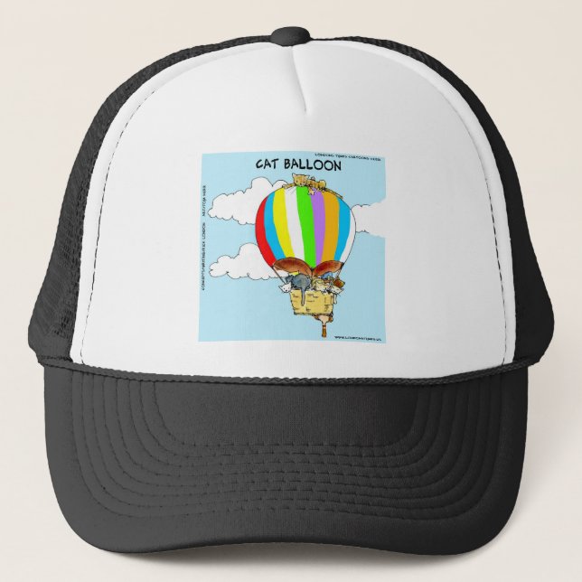 Flying Cats Funny Cartoon Trucker Hat (Front)