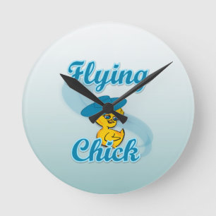 Flying Chick #3 Round Clock