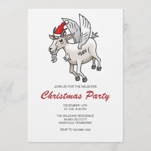 Flying Christmas Party Goat Invitation