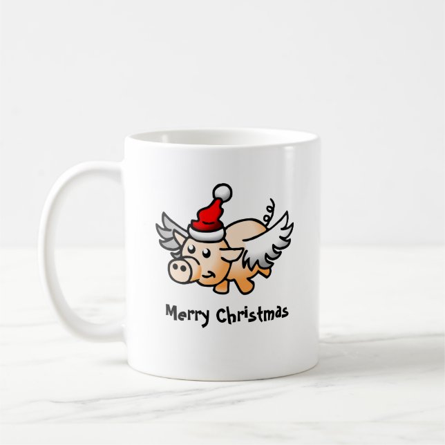 Flying Christmas Pig Classic Mug (Left)
